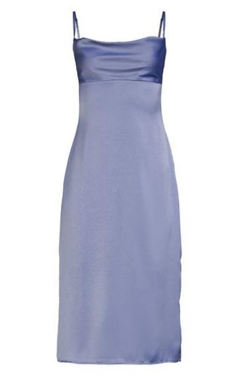 WeWoreWhat Blue Cowlneck Satin Midi Slip Dress - 0